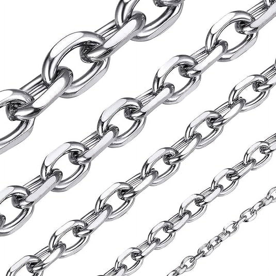 Stainless Steel Cable Link Chains for Men Women 3mm Width Rolo Necklaces, 18 inch